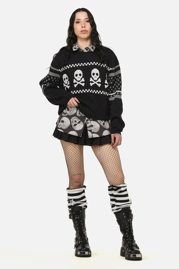 Image of a model wearing Tops. Productname: Bonez Goth Knit in Black colour by brand - Black Friday