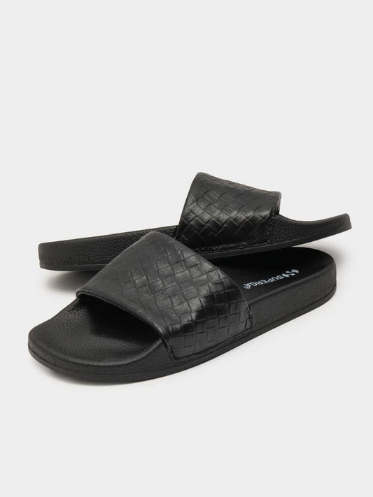 Image of Slippers. Productname: Superga Womens 1908 Woven Leather Slides in 005 Black colour by brand - Superga