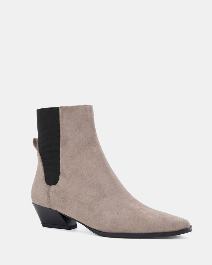 Image of Boots. Product name - Desta Dove Suede Vegan Boots in Dove Suede colour by brand - Novo
