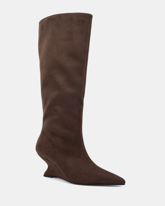 Image of Boots. Product name - Zircon Espresso Suede Vegan Boots in Espresso Suede colour by brand - Novo