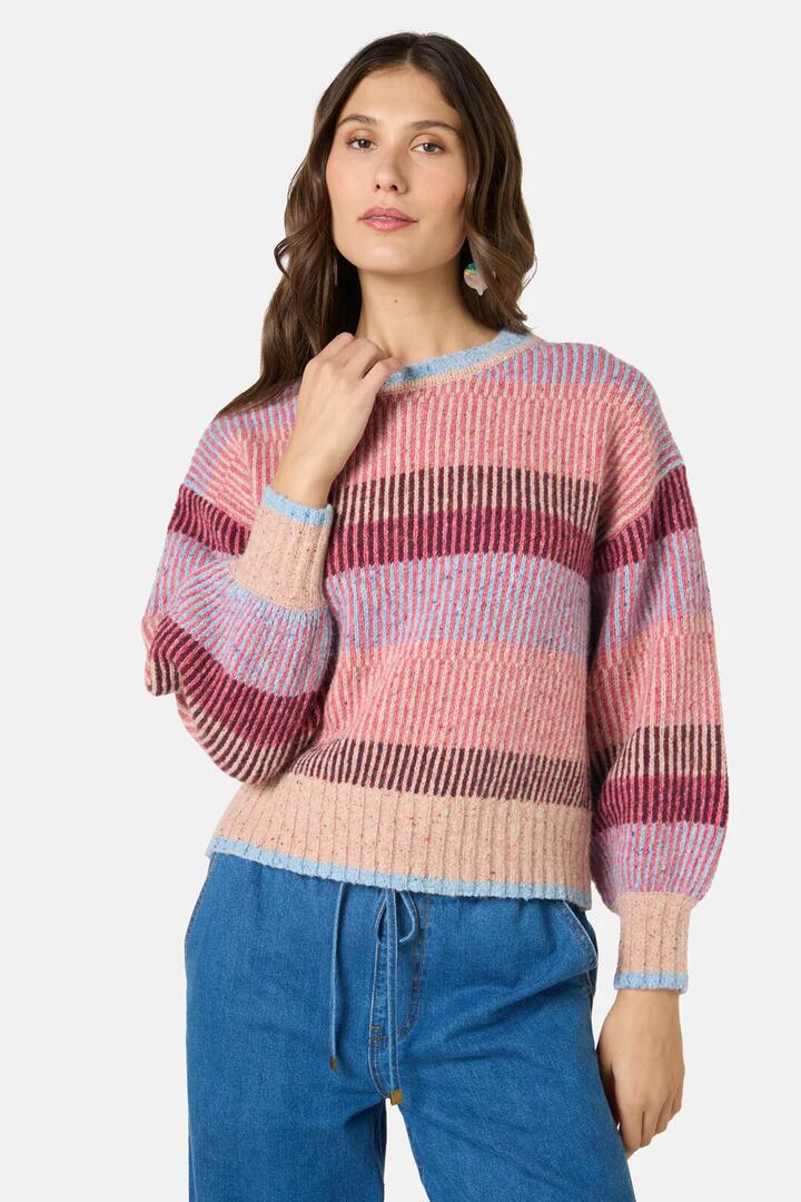 Image of a model wearing Outerwear. Product name - Patch Pals Check Jumper in Multi colour by brand - Gorman