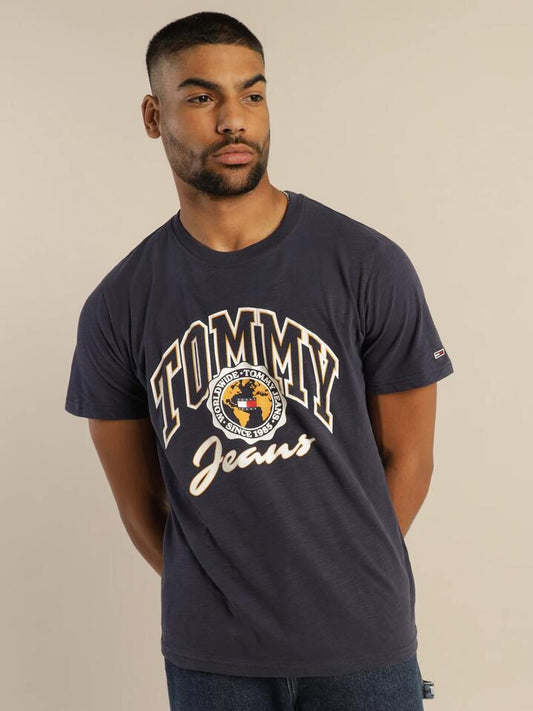 Image of T-Shirts. Productname: Tommy Hilfiger Bold College Graphic T-Shirt in Navy colour by brand - Tommy Hilfiger