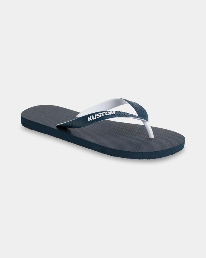 Image of Sandals. Product name - Kustom Mens Blend Base Thongs Navy/White in Navy/White colour by brand - Kustom