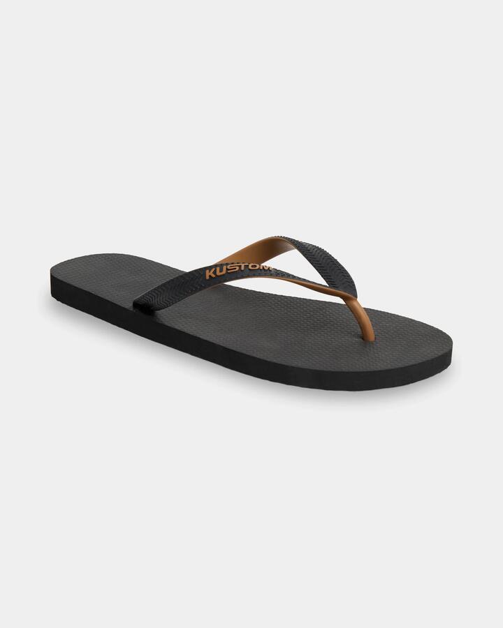 Image of Sandals. Product name - Kustom Mens Blend Base Thongs Black/Tan in Black/Tan colour by brand - Kustom