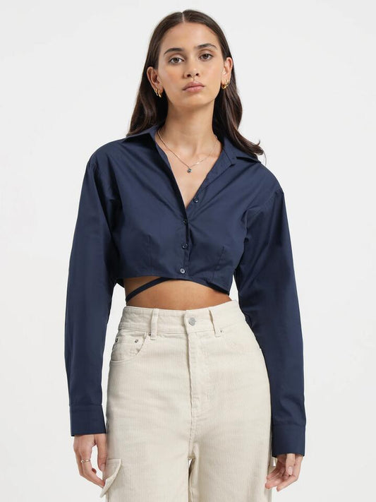 Image of Shirts. Productname: Beyond Her Brylee Tie Shirt in Navy colour by brand - Beyond Her