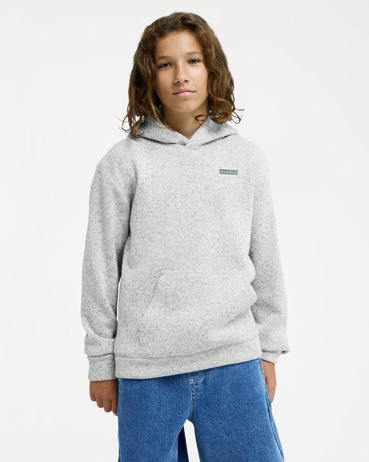 Image of a model wearing Outerwear. Product name - Quiksilver Keller Hoodie Youth Light Grey Heather in Light Grey Heather colour by brand - Quiksilver