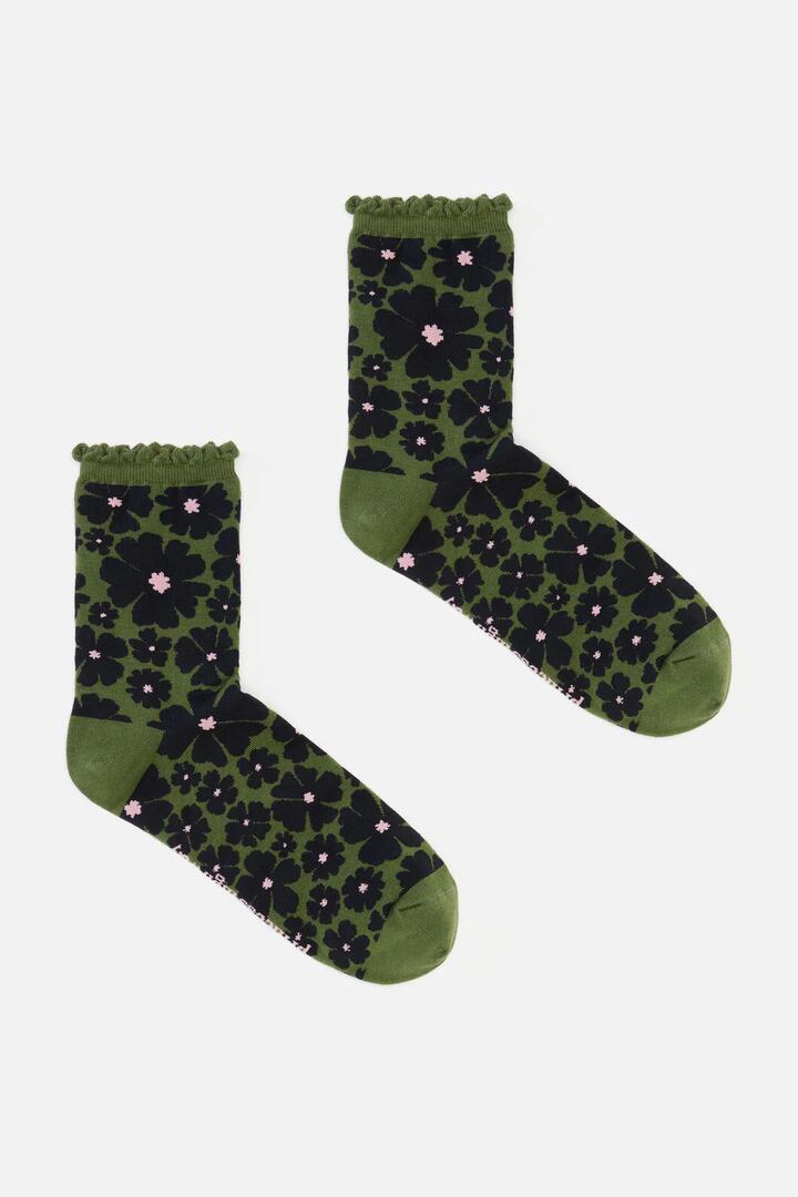 Image of Socks. Productname: Olive Donna Flower Sock in Olive colour by brand - Princess Highway