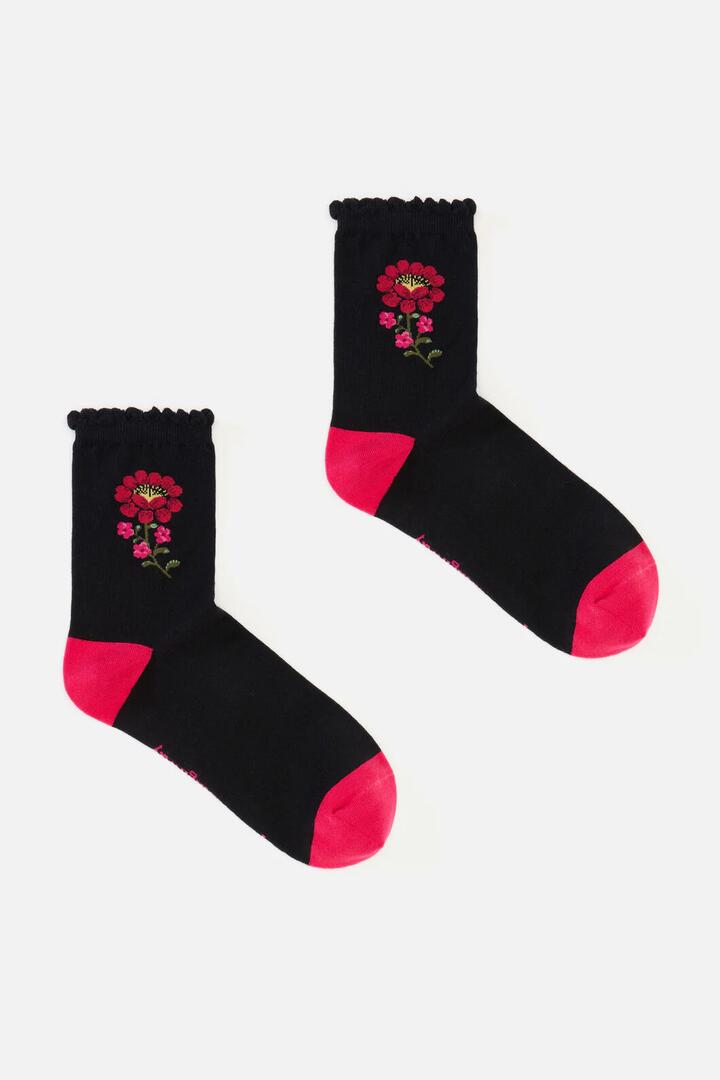 Image of Socks. Productname: Joelle Floral Sock in Black colour by brand - Princess Highway