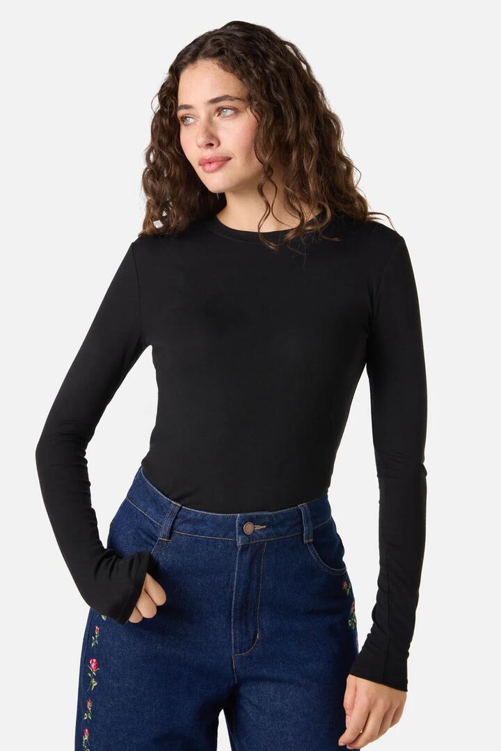 Image of a model wearing Tops. Productname: Classic Luxe Long Sleeve Top in Golden Olive colour by brand - Princess Highway