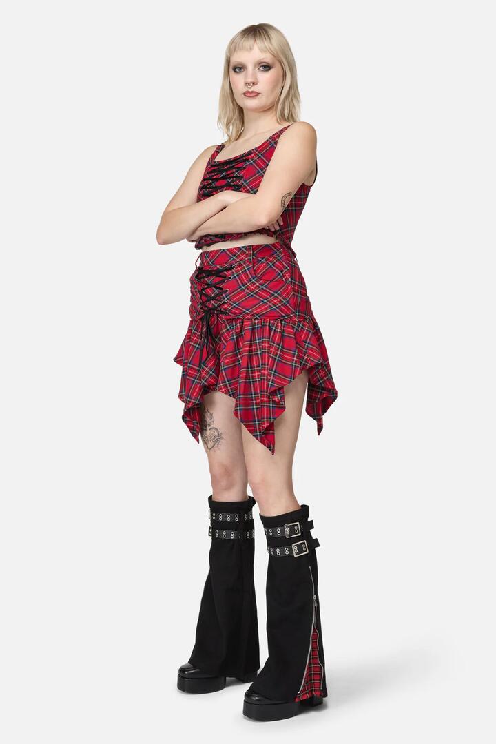 Image of Lingerie. Productname: Zipped Check Leg Warmers in Black Red colour by brand - Black Friday