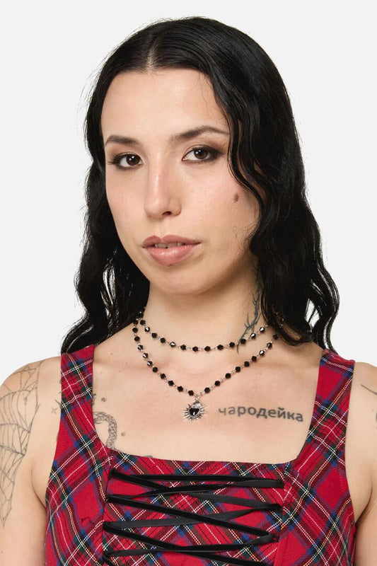 Image of Necklaces. Productname: Sacred Heart Bead Necklace in Silver/Black colour by brand - Black Friday