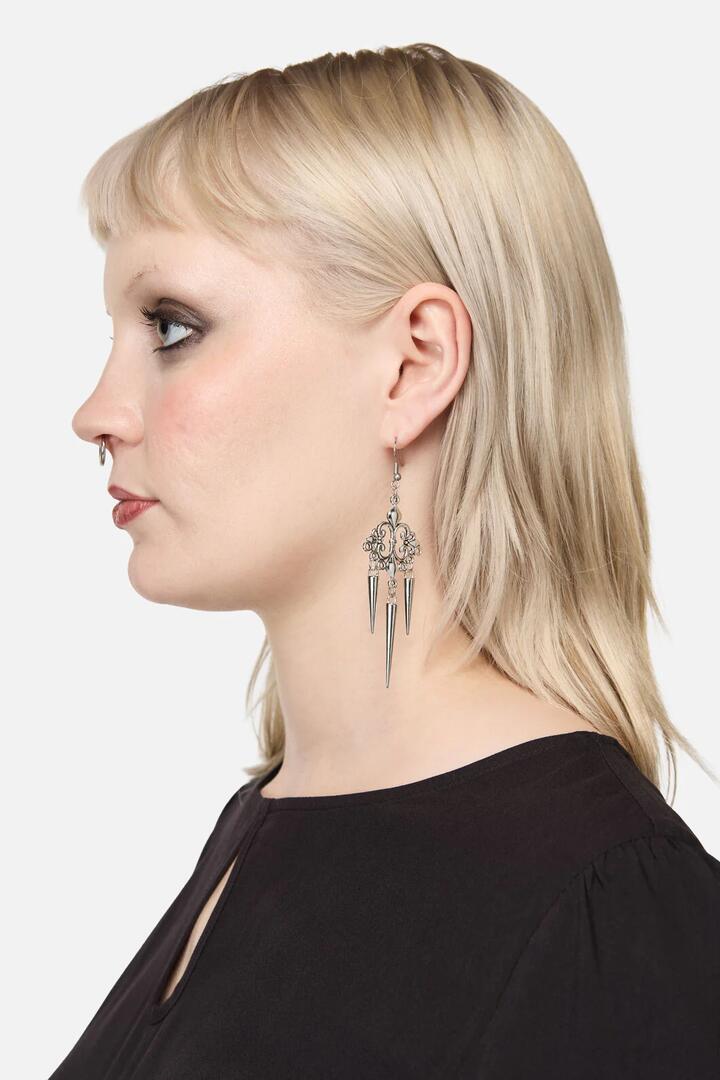 Image of Earrings. Productname: Fleur Gothic Earrings in Silver colour by brand - Black Friday