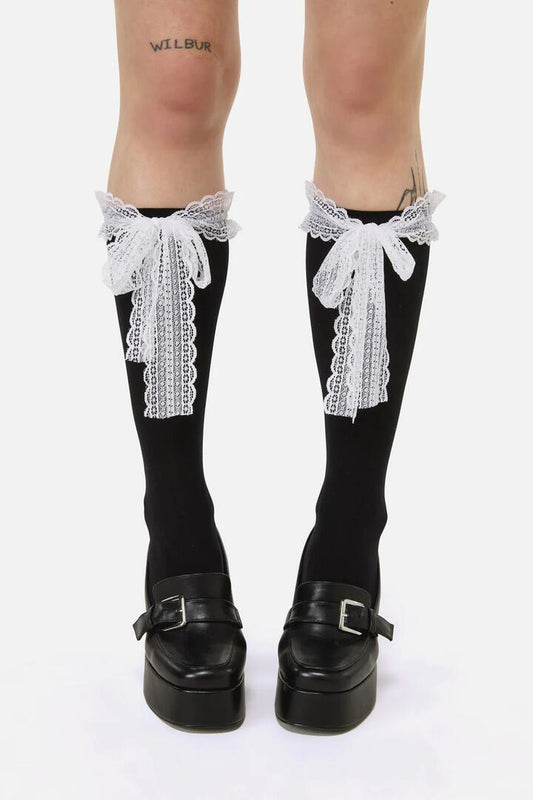 Image of Socks. Productname: Contrast Lace Long Socks in Black colour by brand - Black Friday