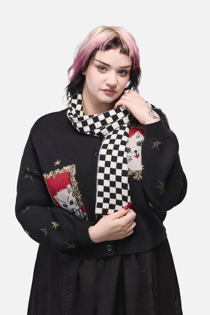 Image of Scarves & Shawls. Productname: Checkerboard Scarf in Black/White colour by brand - Dangerfield