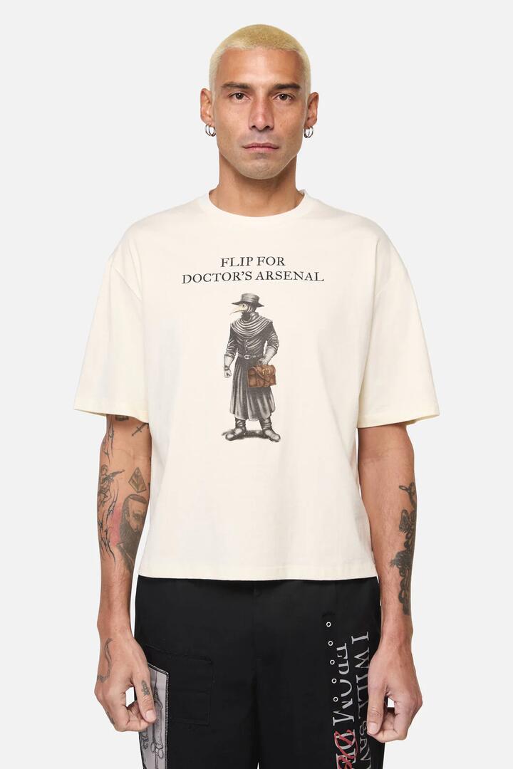 Image of T-Shirts. Productname: Plague Doctors Arsenal Tee in Cream colour by brand - Black Friday