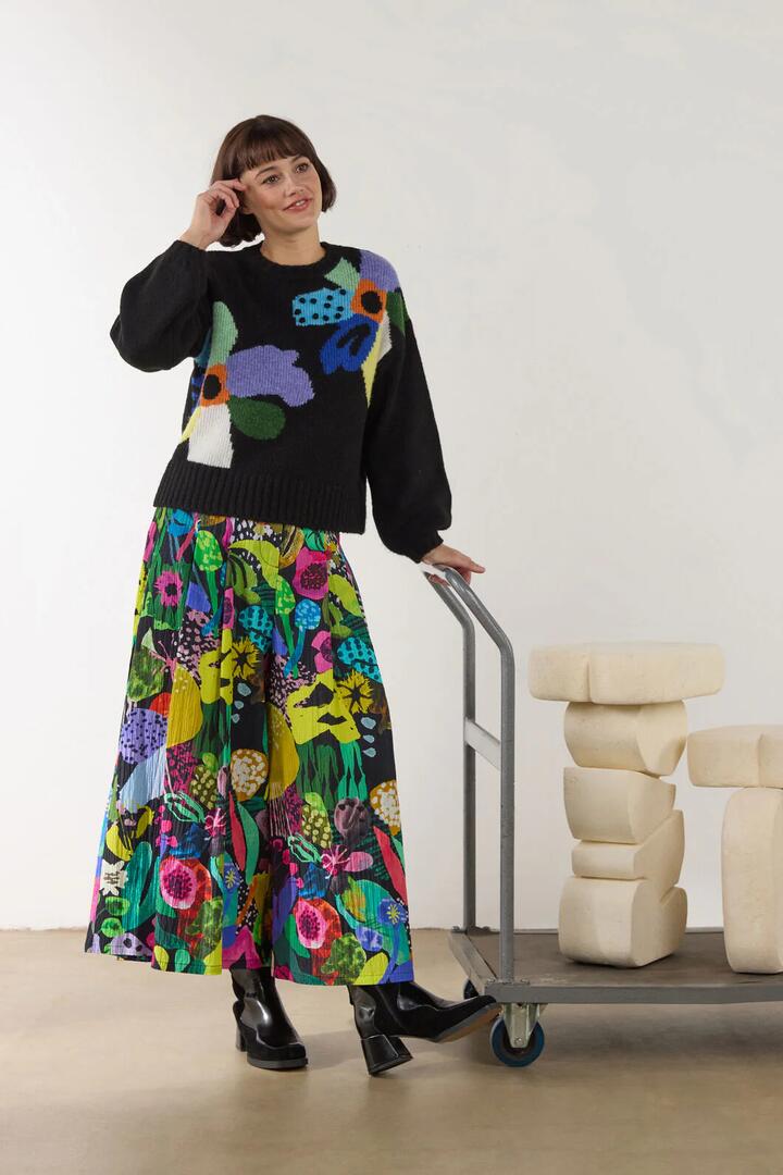 Image of a model wearing Skirts. Product name - Electric Eden Cotton Skort in Print colour by brand - Gorman