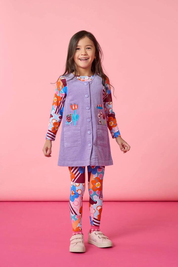 Image of Dresses. Product name - Bouquet Cord Kids Pini Dress in Lilac colour by brand - Gorman