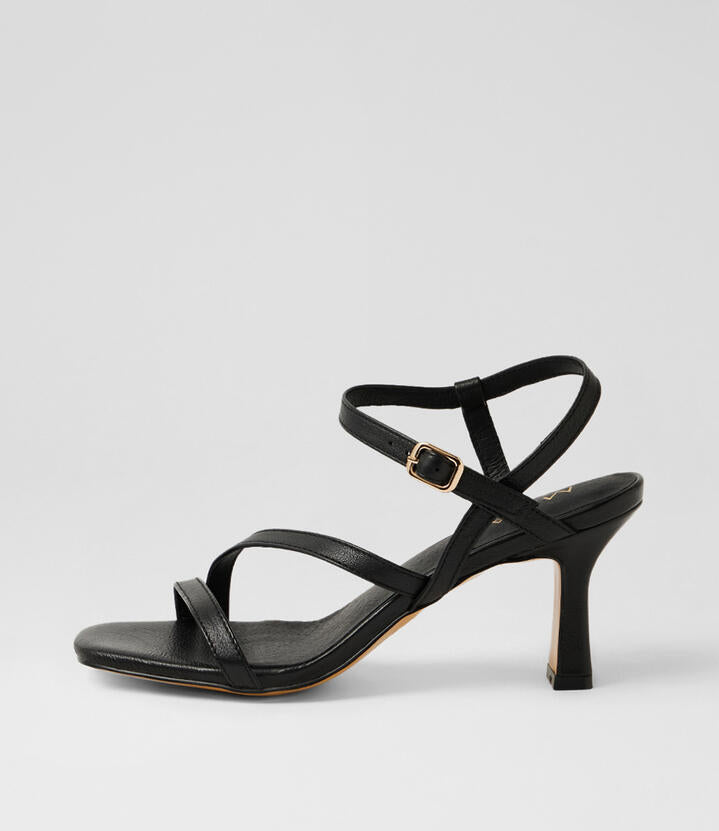 Image of Sandals. Product name - Tanty Black Leather Sandals in Black colour by brand - MIDAS