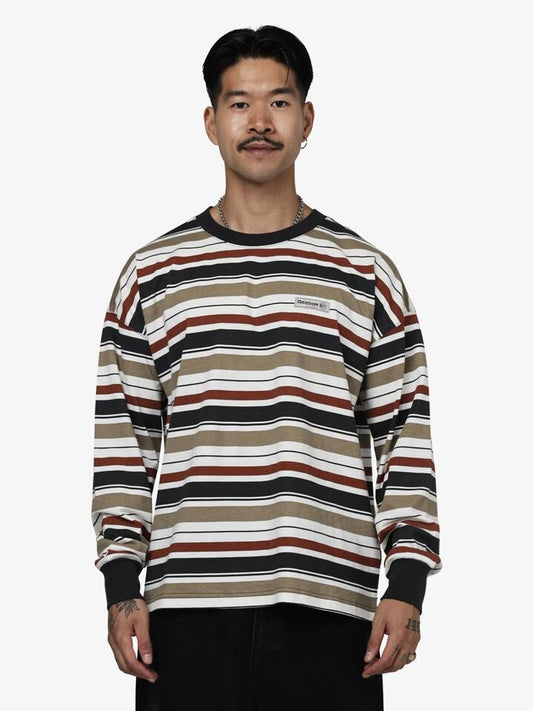 Image of T-Shirts. Productname: Reebok Classics Ls Stripe Tee in Chalk Stripe colour by brand - Reebok