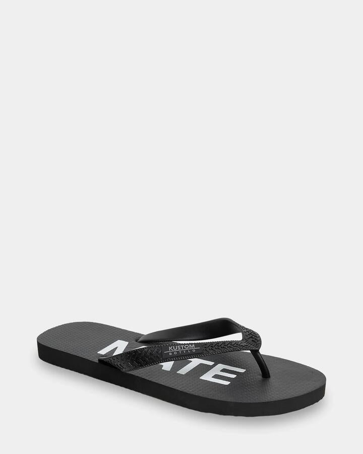 Image of Sandals. Product name - Kustom Mens Blend Cheers Thongs Black White in Black White colour by brand - Kustom