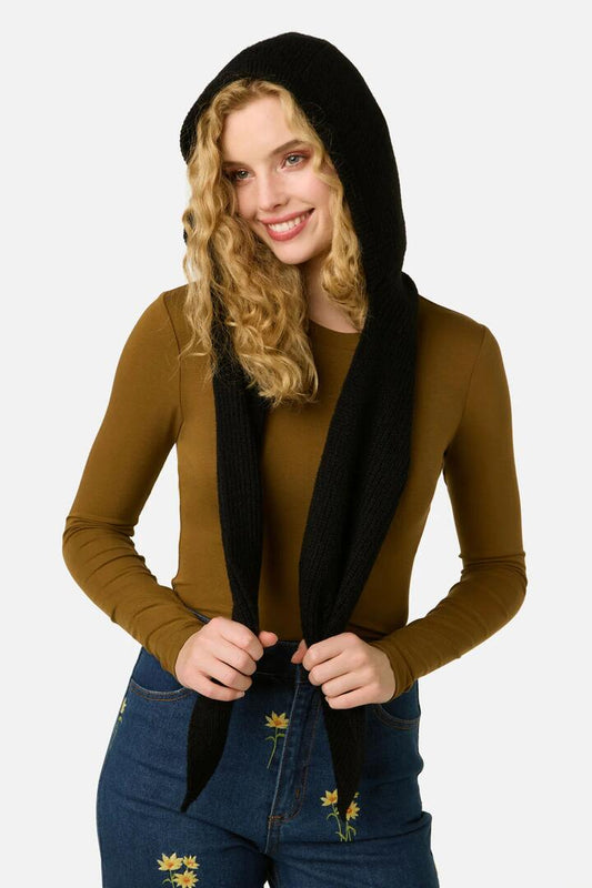 Image of Scarves & Shawls. Productname: Black Scarf Knit Hat in Black colour by brand - Princess Highway