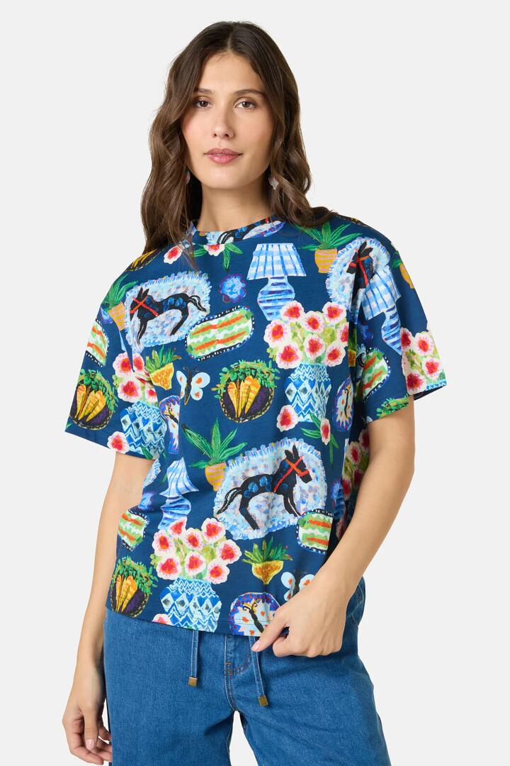 Image of T-Shirts. Product name - Garden Table Oversized Tee in Print colour by brand - Gorman