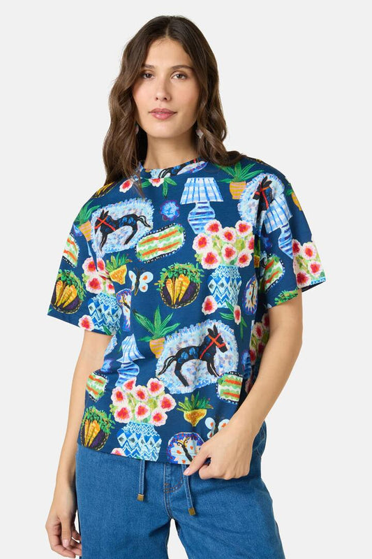 Image of T-Shirts. Product name - Garden Table Oversized Tee in Print colour by brand - Gorman