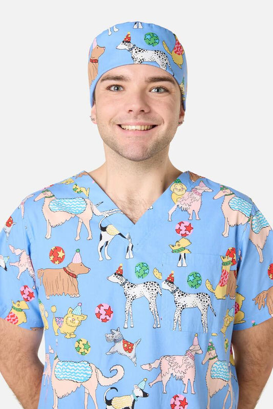 Image of Hats. Product name - Dog Picnic Scrub Hat in Blue colour by brand - Gorman