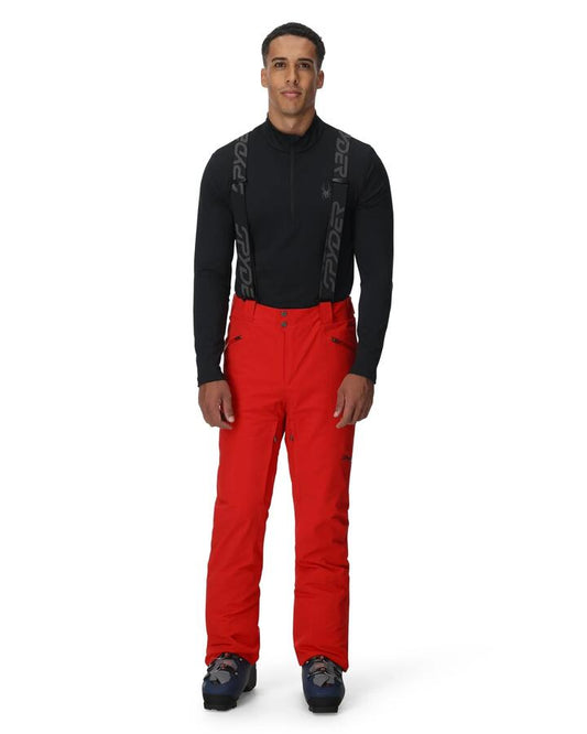 Image of a model wearing Pants. Product name - Spyder Mens Bormio Snow Pants Spyder Red in Spyder Red colour by brand - Spyder