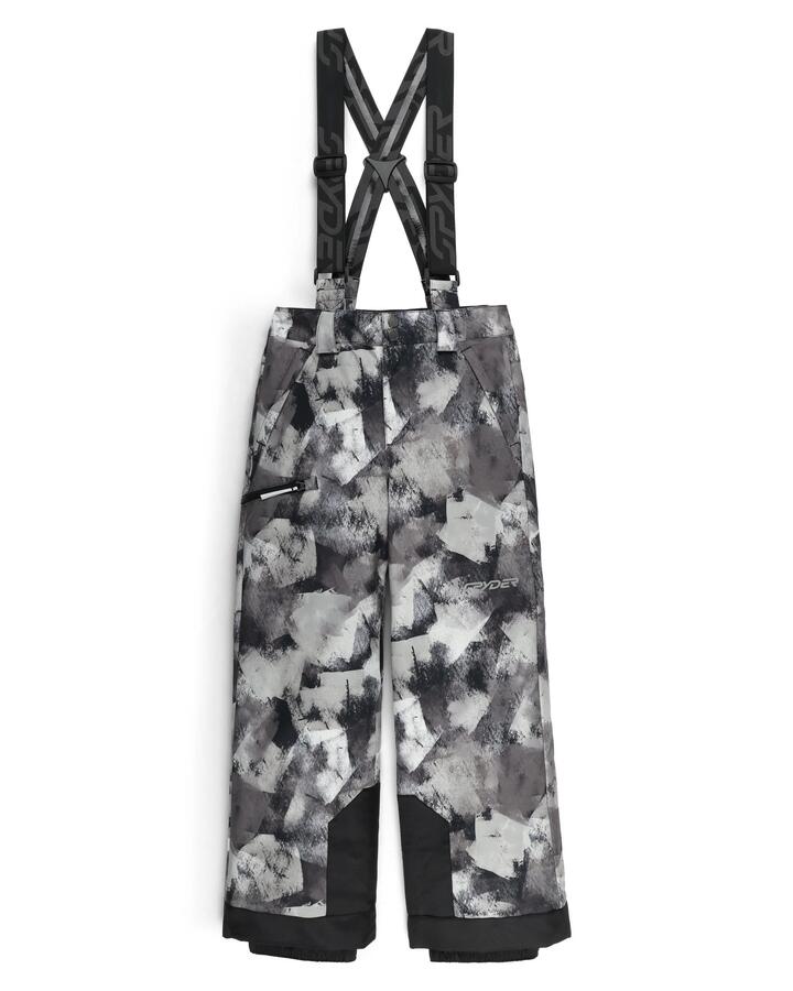 Image of a model wearing Pants. Product name - Spyder Boys 8-16 Propulsion Snow Pants Black Block Camo in Black Block Camo colour by brand - Spyder