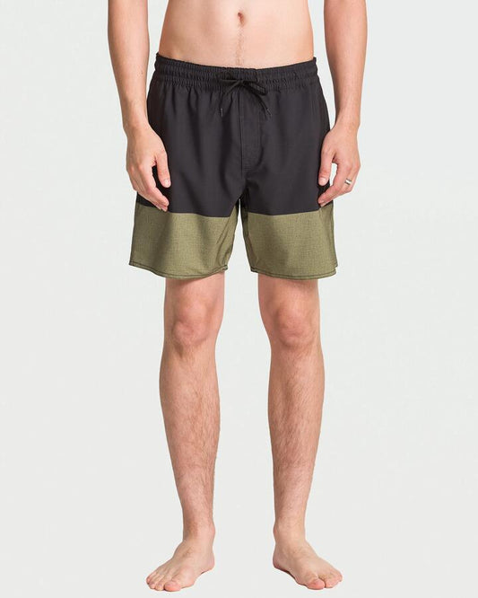 Image of Swimwear. Product name - Volcom Mens Manic Trunk 17" Boardshorts Black/Grey in Black/Grey colour by brand - Volcom