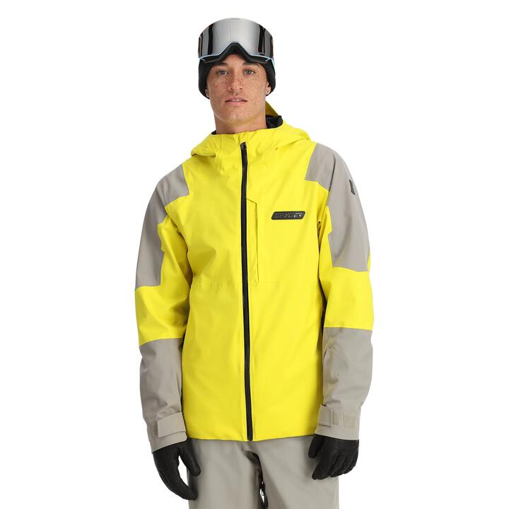 Image of Coats & Jackets. Product name - Spyder Mens Taos Shell Snow Jacket Acid Yellow in Acid Yellow colour by brand - Spyder