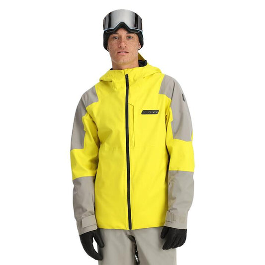 Image of Coats & Jackets. Product name - Spyder Mens Taos Shell Snow Jacket Acid Yellow in Acid Yellow colour by brand - Spyder