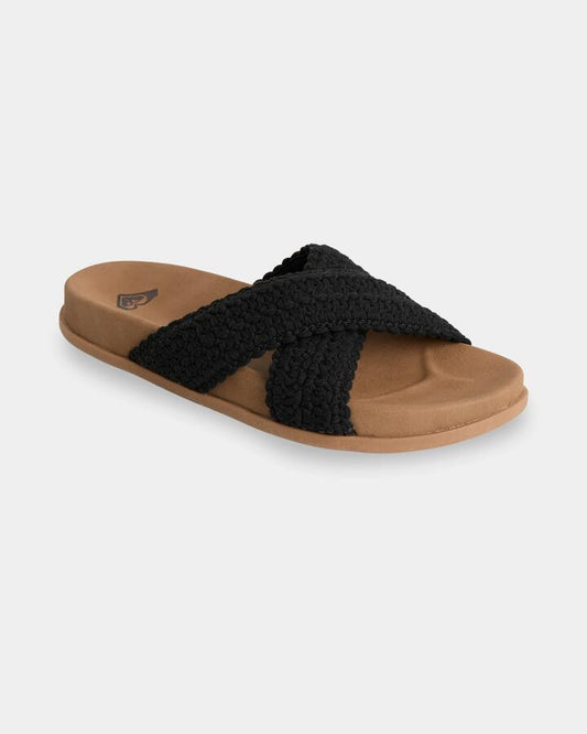 Image of Slippers. Product name - Roxy Womens Syenna 1 Slides Black in Black colour by brand - Roxy