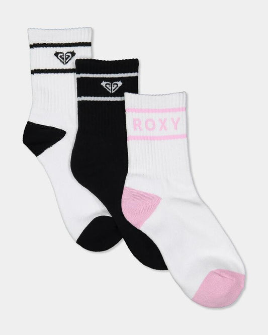 Image of Socks. Product name - Roxy Womens 3 Pack Crew Socks Multi in Multi colour by brand - Roxy