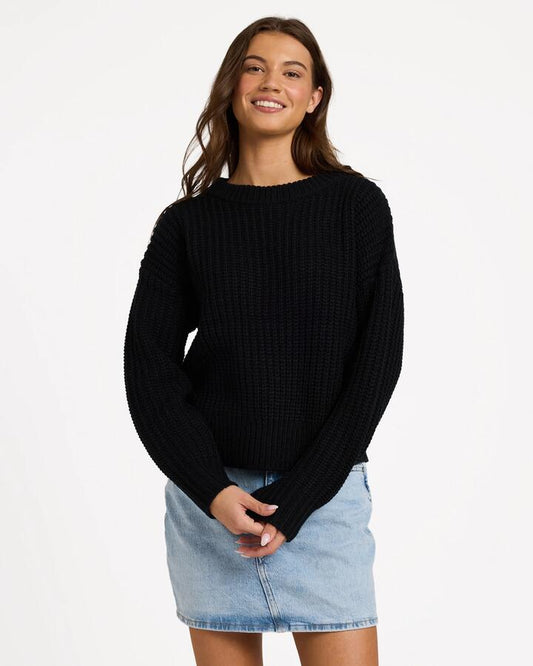 Image of Decor. Product name - Roxy Womens Coming Home Crew Neck Black in Black colour by brand - Roxy