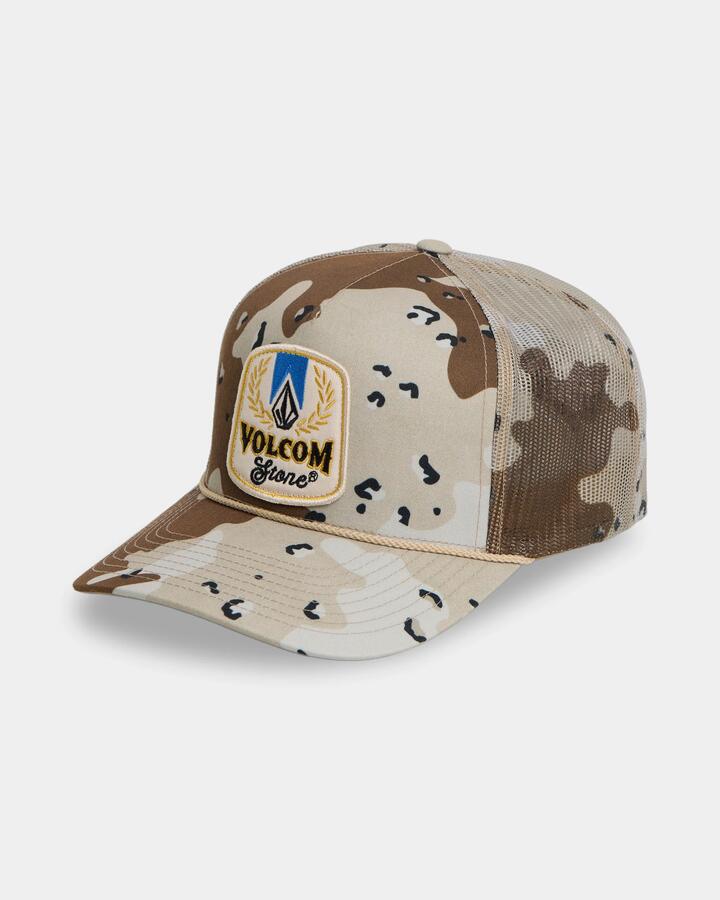 Image of Hats. Product name - Volcom Mens Stone Trail Trucker Cap Light Khaki in Light Khaki colour by brand - Volcom
