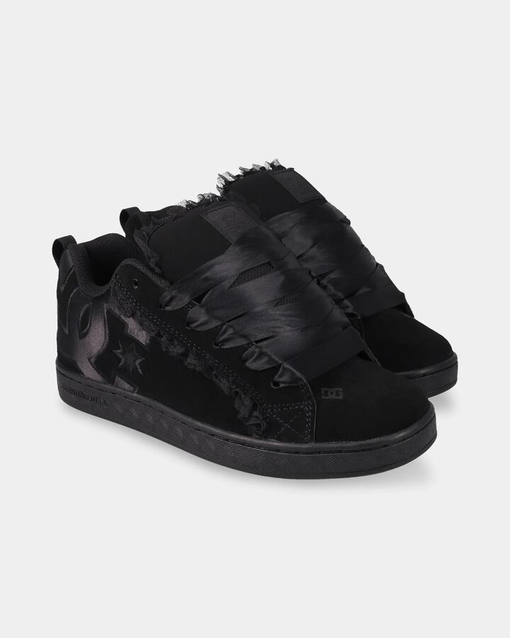Image of Shoes. Product name - DC Shoes Womens Court Graffik Skate Shoes Black/Black/Black in Black/Black/Black colour by brand - DC Shoes