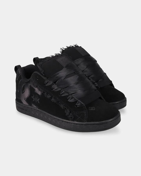 Image of Shoes. Product name - DC Shoes Womens Court Graffik Skate Shoes Black/Black/Black in Black/Black/Black colour by brand - DC Shoes