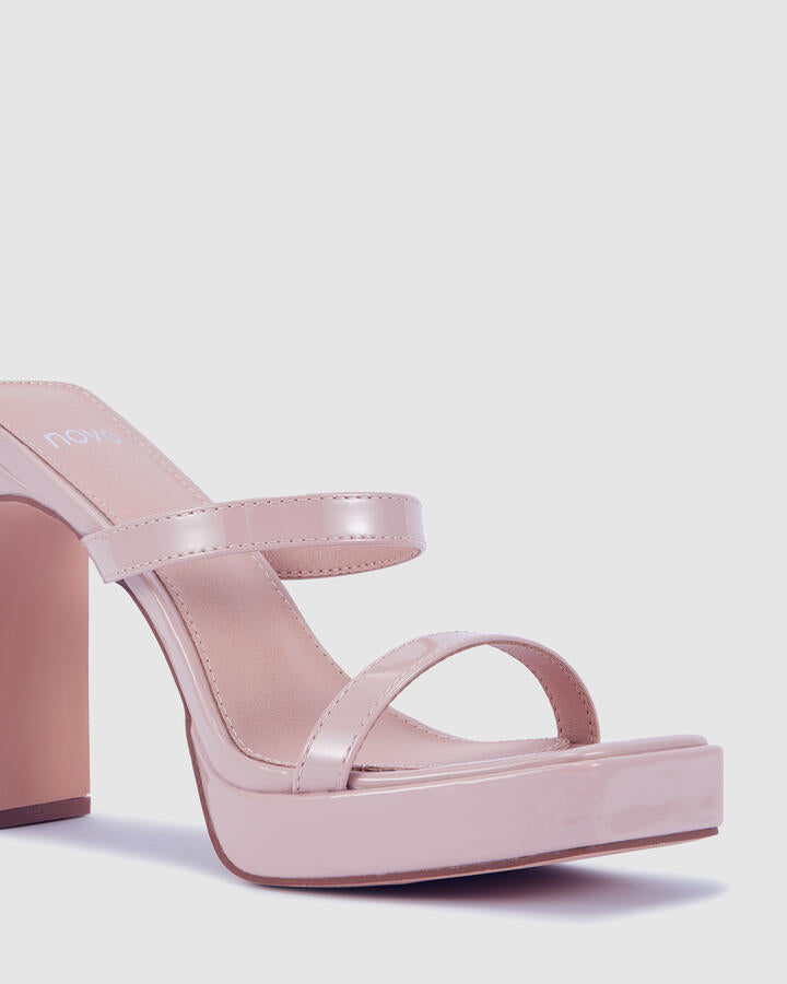 Image of Heels. Product name - Zappy Buff Heels in Beige colour by brand - Novo