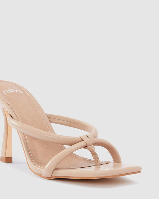 Image of Heels. Product name - Zample Buff Heels in Beige colour by brand - Novo