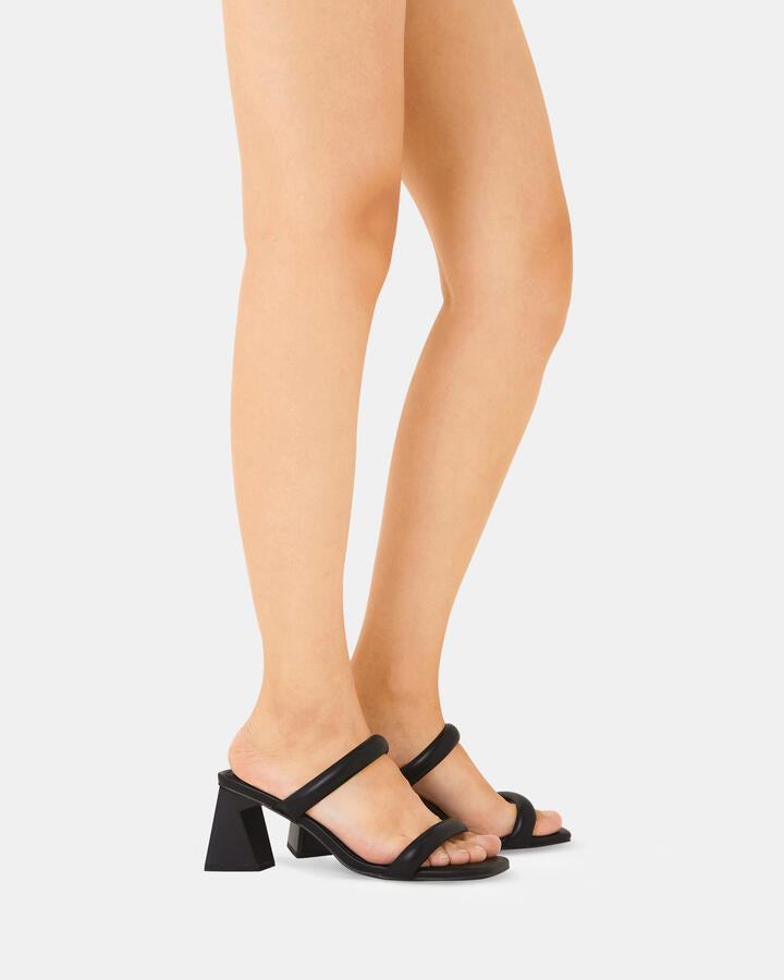 Image of Heels. Product name - Layton Black Vegan Heels in Black colour by brand - Novo