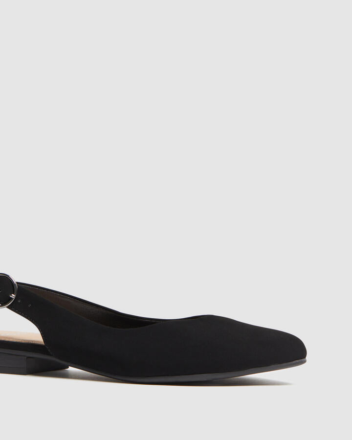 Image of Flats. Product name - Enya Black Vegan Flats in Black colour by brand - Novo