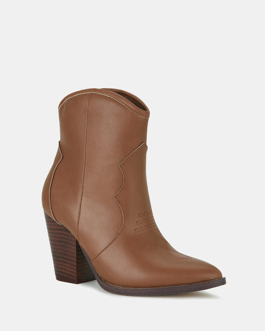 Image of Boots. Product name - Horse Tan Vegan Boots in Tan colour by brand - Novo