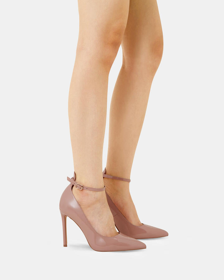 Image of Heels. Product name - Imari Nude Patent Vegan Heels in Beige colour by brand - Novo