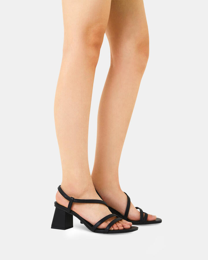 Image of Heels. Product name - Ulaya Black Vegan Heels in Black colour by brand - Novo