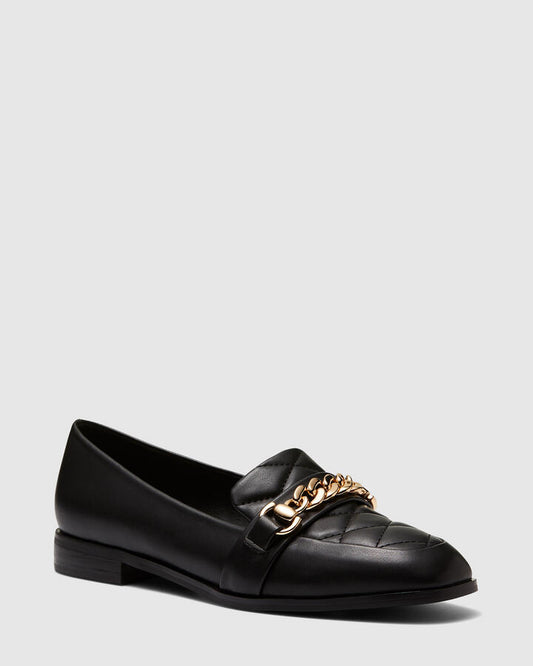 Image of Flats. Product name - Elvie Black Quilt Flats in Black Quilt colour by brand - Novo