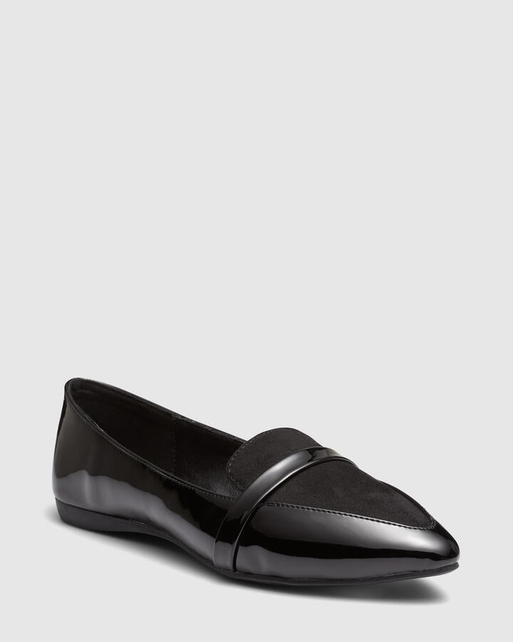 Image of Flats. Product name - Clarrisa Black Vegan Flats in Black colour by brand - Novo