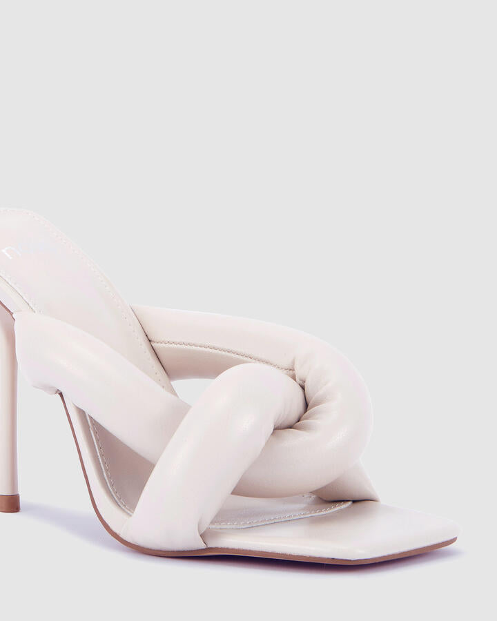 Image of Heels. Product name - Zeddy Cream Heels in Neutral colour by brand - Novo