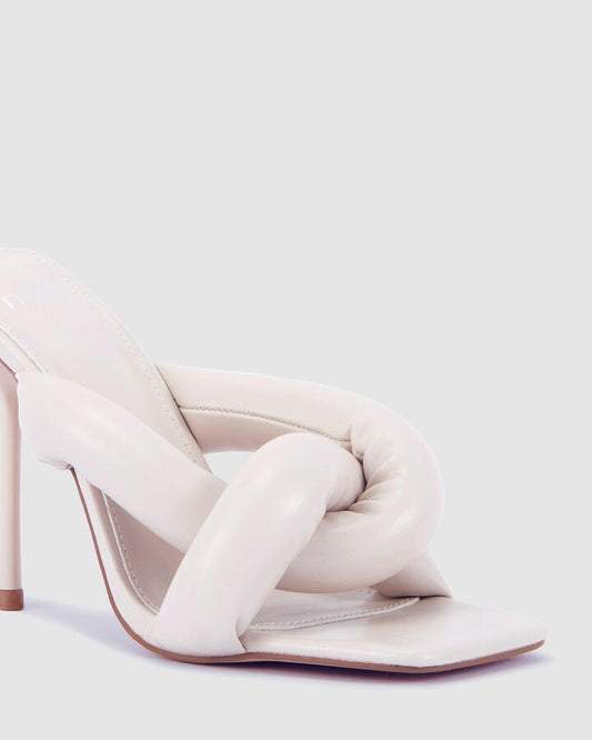 Image of Heels. Product name - Zeddy Cream Heels in Neutral colour by brand - Novo